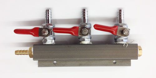 CO2 DISTRIBUTOR - ALUMINUM 3 - WAY GAS MANIFOLD by Learn To Brew