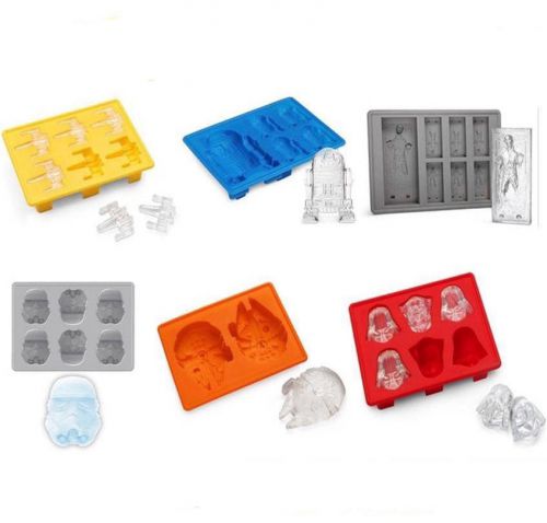6xStar Wars Ice Cube Tray Cake Soap Falcon R2D2 Storm Trooper X-Wing Darth Vader