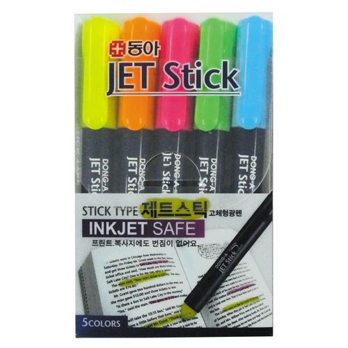 Donga jet stick solid highlighter inkjet safe 5 colors set for sale