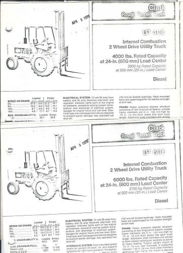 Fork Lift Truck Brochure - Clark - UT 40D 60D - Rough Terrain - c1976 (LT170)