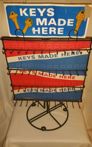 Ilco rotary key blank display rack with 96 hooks and 102 various key blanks new for sale