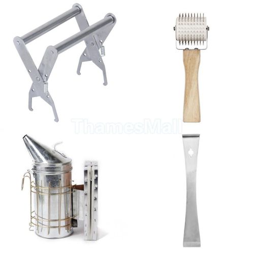 4pcs beekeeping stainless steel bee hive grip/needle roller/smoker/scraping tool for sale