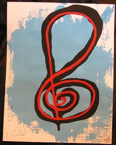 FUN Abstract  Music Note  Painting ORIGINAL SIGNED Bar Music Cafe Art