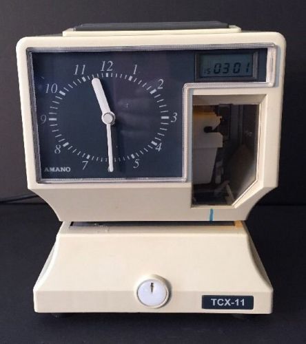 Amano TCX-11 Time Partner Electronic Time Clock TCX11 Analog Punch Clock No Key