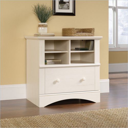 Sauder Harbor View 1 Drawer Lateral Wood File Antique White Filing Cabinet