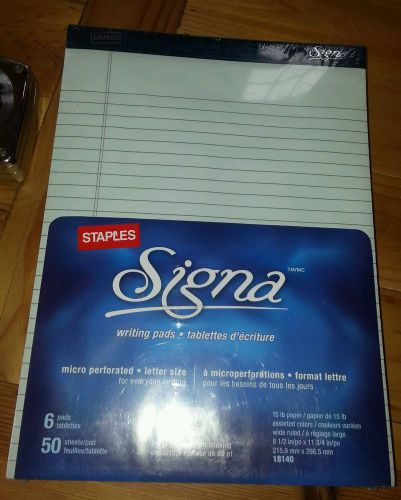 Staples 18140 Signa Legal Size Wide Ruled assorted colors Writing Pads 6-Pack