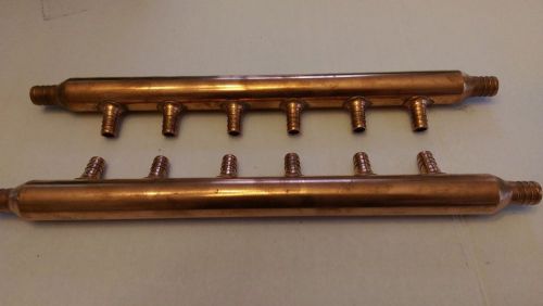 LOT OF 2 6 Port 1/2&#034;x 3/4&#034; inlet PEX Plumbing Manifold (Copper) FREE SHIPPING X2