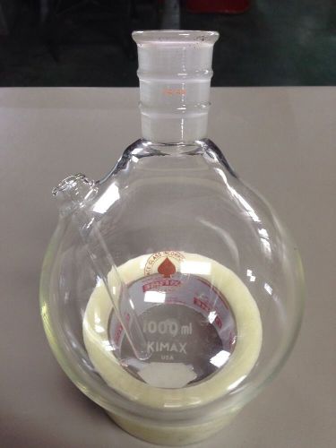 Ace glass 1000ml round bottom flask w/thermowell single neck 24/40 nos for sale