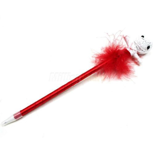 8.6&#034; cute fuzzy voodoo doll knitting design ballpoint pen black office home for sale