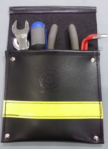 Sav-A-Jake Firefighter Leather Pocket Tool Pouch w/3M Solid Yellow Reflective