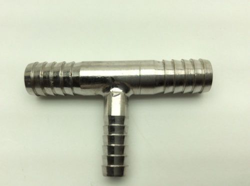 3/8&#034;to 1/4&#034; Reducer Stainless Steel Food Grade Hose Barb Fitting Tee