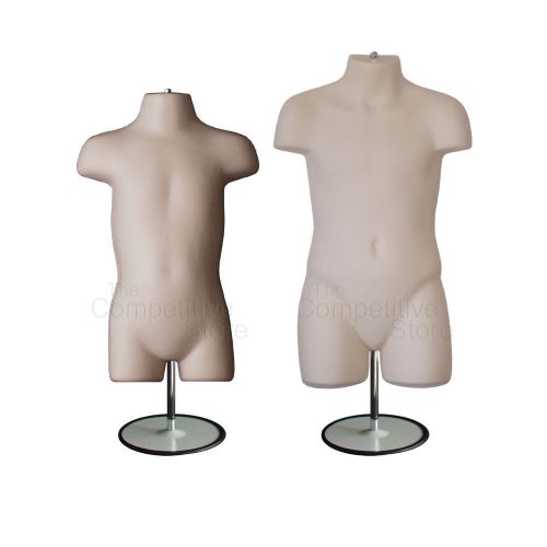 Toddler + Child Mannequin Form With Metal Base Boys and Girls Clothing - Flesh