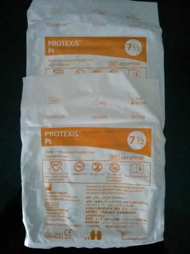 Two Pair PROTEXIS Polyisoprene Pl Sterile Surgical Gloves, SIZE 7.5, Exp 08/2017