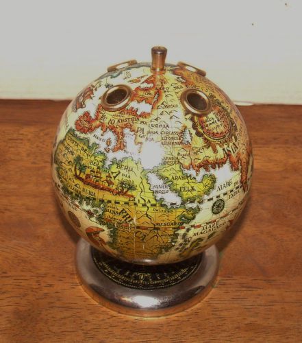 Decorative Old World Globe Pencil Holder w/Chrome &amp; Brass Accents