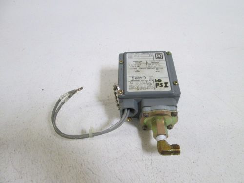 SQUARE D PRESSURE SWITCH 10PSI 9012 GAW-4 (AS PICTURED) *USED*