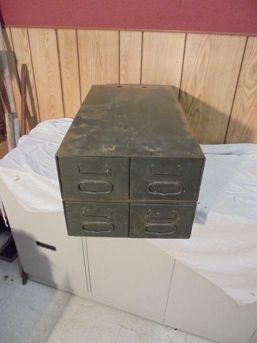 2 stacking 2 drawer card file cabinets army green surface rust