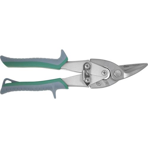 Clauss titanium bonded aviation snips for sheet metal w/ right cut, green handle for sale