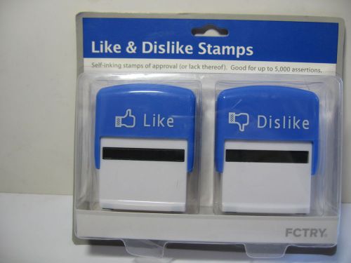 Pair of Rubber Self-Inking Stamps Facebook LIKE or DISLIKE Inked Stamp Set NEW