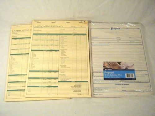 Landscaping Estimate Notepads + Carbonless 3-Part Proposals Record Notes Graphs