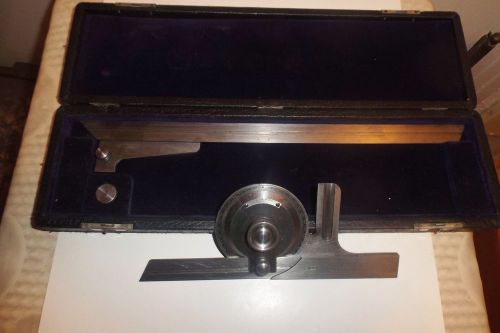 VINTAGE BROWN AND SHARPE BEVEL PROTRACTOR PATENTED 1911 WITH CASE!