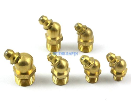 10 Pieces M12 Brass 45 Degree Grease Zerk Nipple Fitting