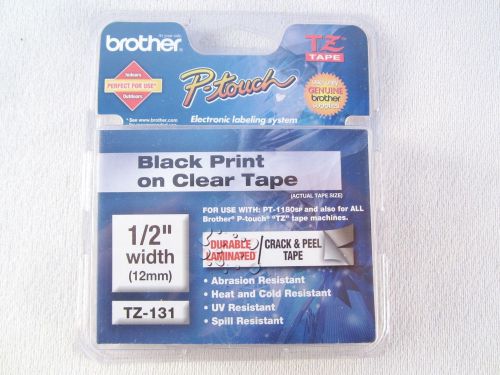 Genuine Brother P-Touch Black on Clear 1/2&#034; 12mm Tape  No. TZ-131 - New