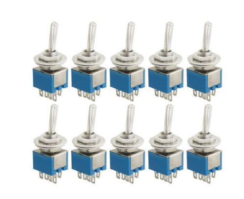 10 pcs ac 125v 3a on/on 2 position 2p2t dpdt toggle switch for sale