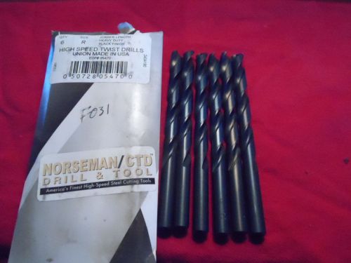 HIGH SPEED TWIST DRILLS - NORSEMAN - JOBBER -UNION MADE IN USA SIZE (R) -QTY 6