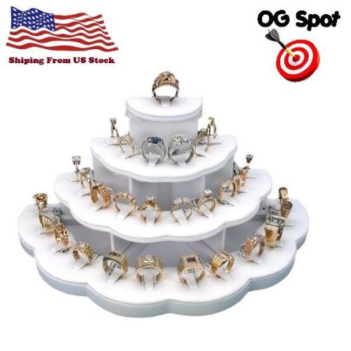 White Ring Display 29 Rings Holds ,Jewelry Stand Show