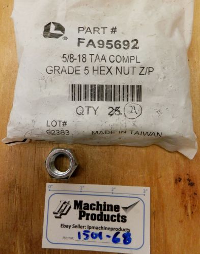 Hex Nuts 5/8-18, Grade 5, FA95692 - Lot of 21