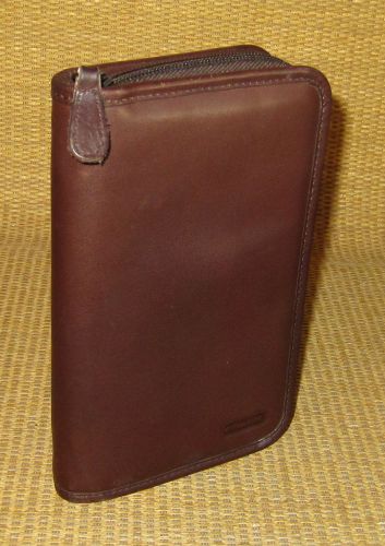Pocket | Brown LEATHER COACH Wire Bound Planner Cover +Franklin Covey Compass