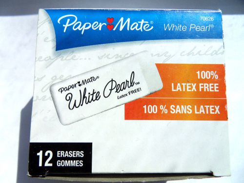 PaperMate White Pearl Eraser, Pack of 12, 100% Latex Free 70626