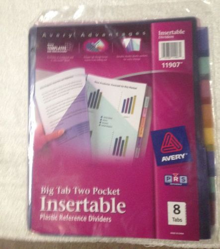 NEW Avery Big Tab Two Pocket Insertable Plastic Reference Dividers 8 Tabs  11907