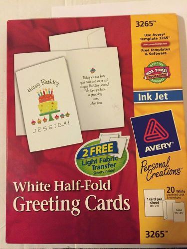 Avery 3265 White Half-Fold Greeting Cards Ink Jet (NEW BUT OPENED)