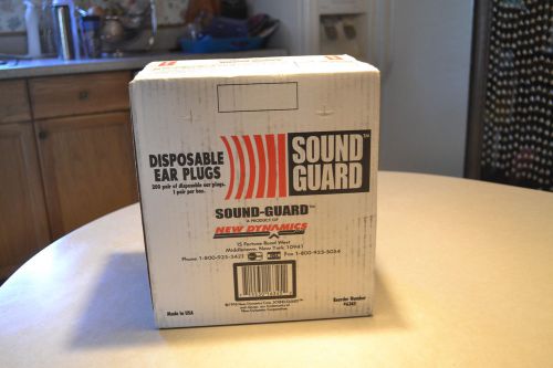 Sound guard earplugs (200 pair per box) for sale