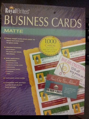 1000 CT ROYAL BRITES BUSINESS CARDS MATTE FINISH CARDS INKJET BOTH SIDES