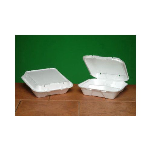 Genpak snap-it vented foam hinged container with 3 compartment in white for sale