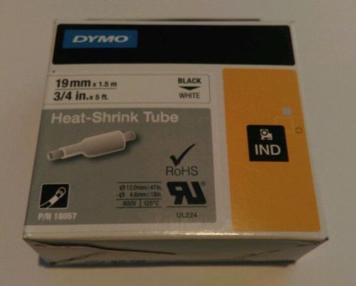 DYMO Rhinopro Heat Shrink Tubes White 3/4&#034; 18057 5&#039; Cassette