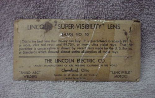 VINTAGE LINCOLN SUPER VISIBILTY LENS SHADE #10 IN ORIGINAL PACKAGE