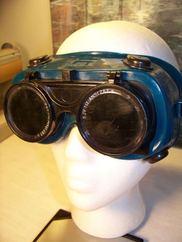 Welding flip up goggles style glasses steampunk double lens dark lenses safety for sale