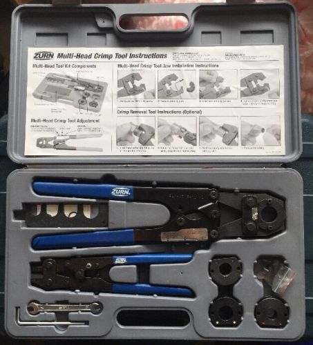 Zurn Multi-Head Crimp Tool PEX Plumbing Kit with removal tool &amp; case! EXCELLENT!