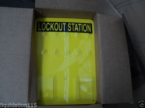Brady lc205g lockout station, filled, 10 locks, blk/ylw for sale