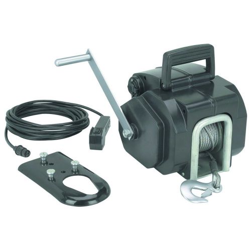 Powerful Handy 2000 lb Capacity 12 Volt Power In Power Out Electric Winch Crank