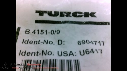TURCK B 4151-0/9, 5 POLE FIELD WIREABLE CONNECTOR, FEMALE,, NEW