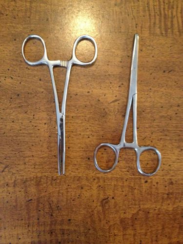 New Set 5 1/2&#034; Straight  Hemostat Blunt Nose Locking Clamps Stainless LOT OF 2