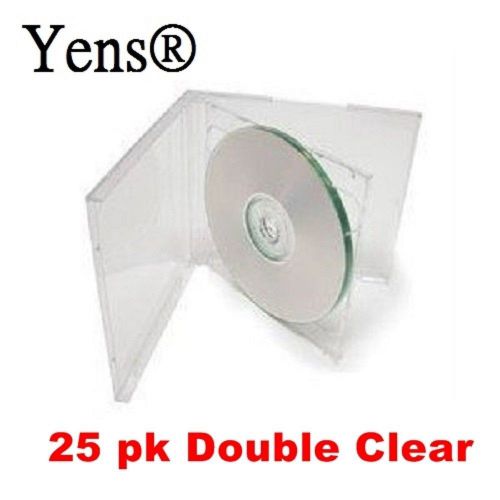 Yens double cd jewel case assembled clear 25 piece 25pk clear double for sale
