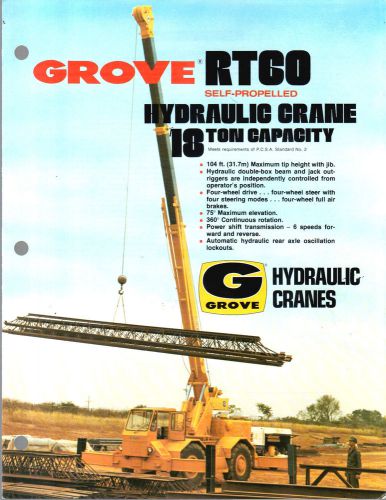 1976 GROVE RT60 18 TON CRANE BOOM CONSTRUCTION EQUIPMENT BROCHURE