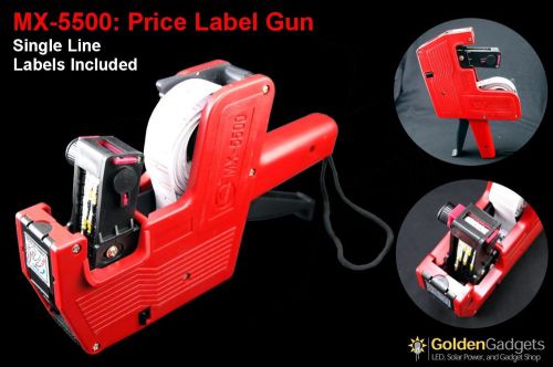 MX-5500 Price Label Gun Kit with 2 Rolls of Single Line Labels and Ink Refill