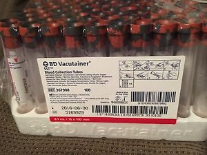 BD VACUTAINER 100 SST BLOOD COLLECTION TUBES 8.5mL 02-2017 REF 367988