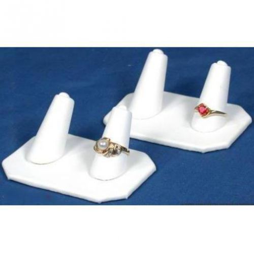 2 Double Ring Display White Faux Leather Jewelry